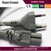 Heavy duty copper conductor 2pins European Power cable lead cord